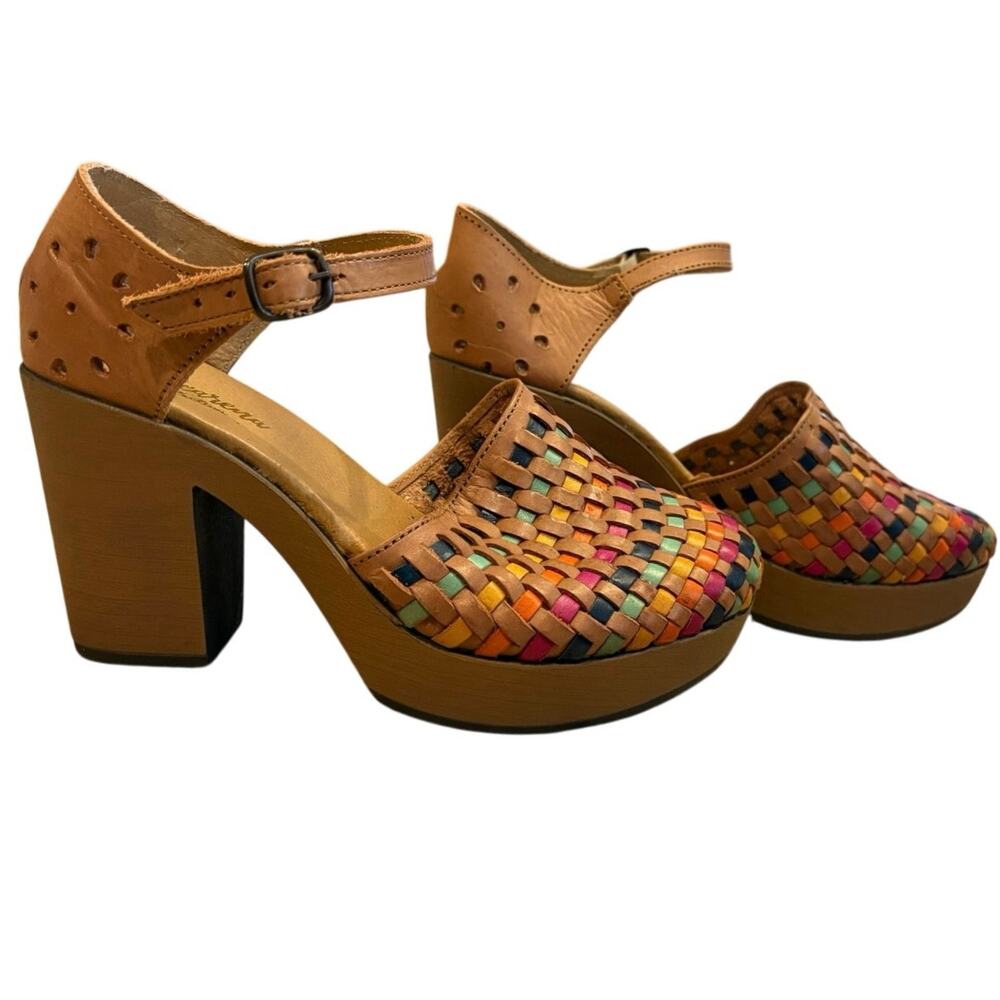 Womans Macarena Collection Flatform Wedge Sandal Huarache Colorful Leather Sz 9